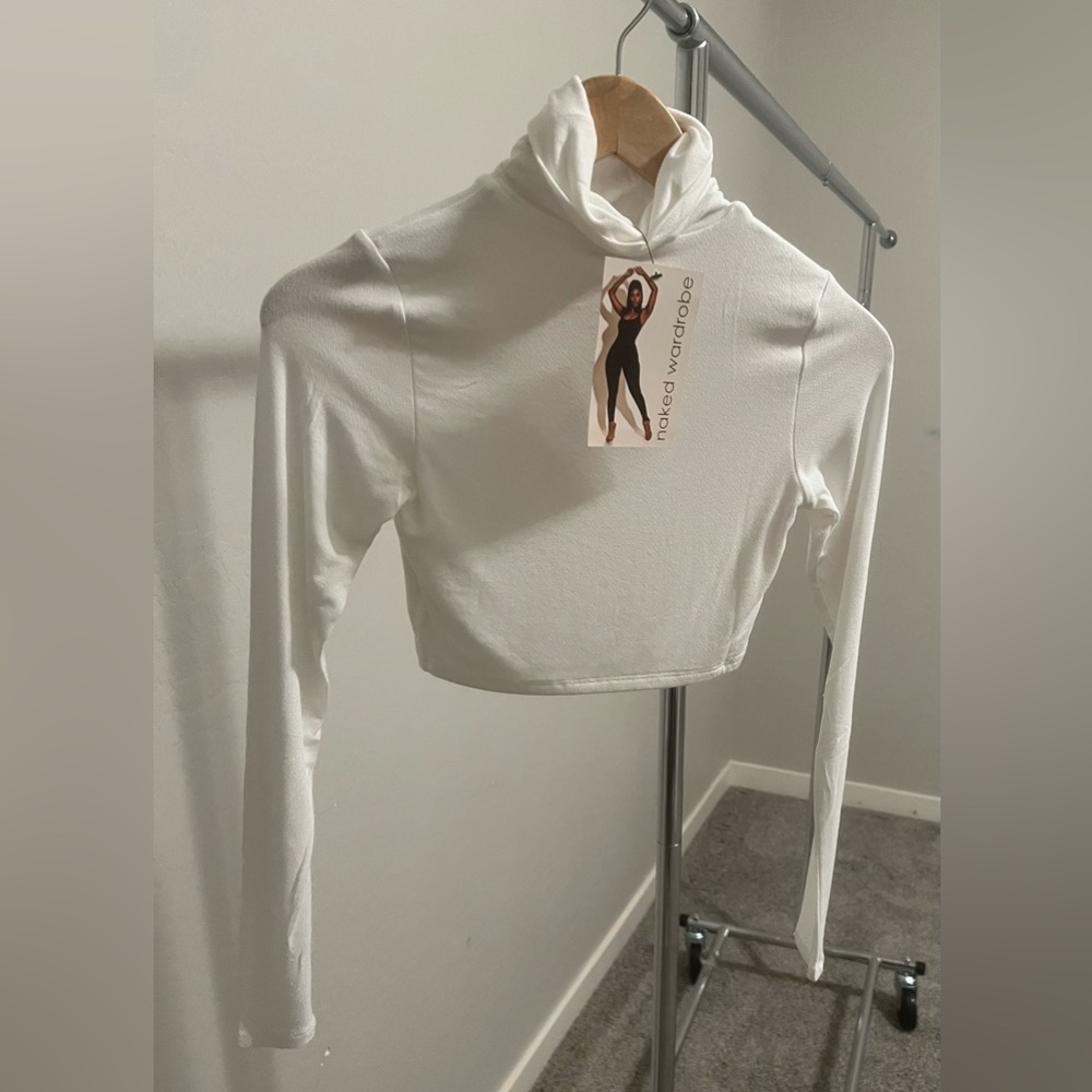 Women’s naked, wardrobe, white turtleneck crop top new
